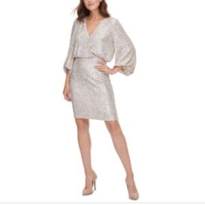 Eliza J Sequined Blouson Shift Dress